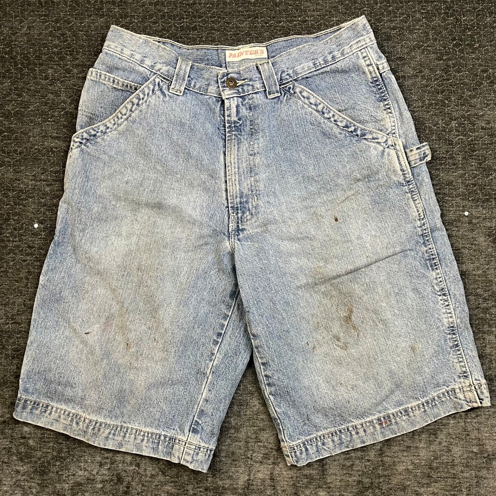 Old Navy Painters Carpenter Shorts Mens Blue Denim Pockets Workwear Classic - 31